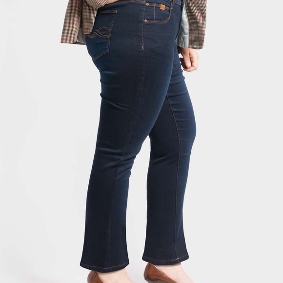 OLGYN Women Stretch Dark Blue Denim Pant Boot Cut - Picture 3 of 5